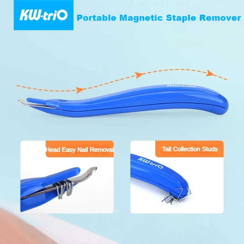 

KW-TRIO Magnetic Staple Remover For Office and School Paper Files Greeting cards Staple Remover Nail Puller Office Gadgets