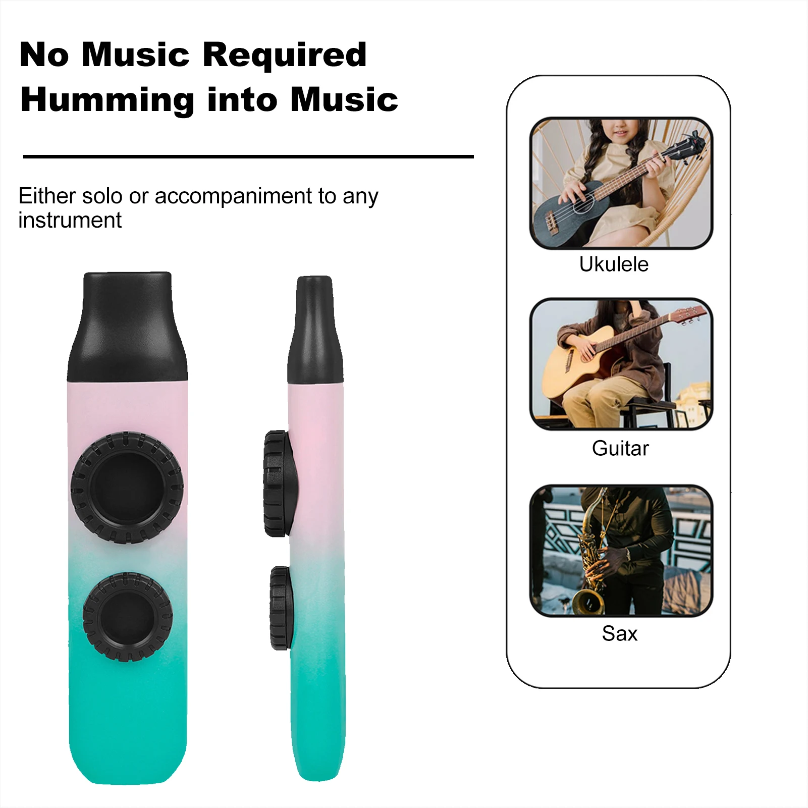 Wooden Kazoos Kazu Flute 10pcs Double Flute Hole Kazoo Dual Holes Replaceable Blowing Nozzle Membrane Musical Instrument for Child Adult