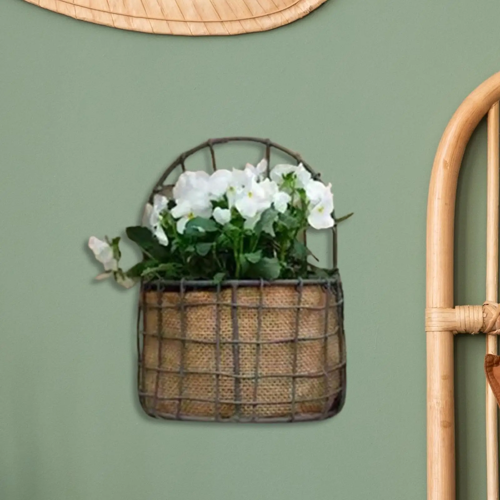 Wall Mounted Basket Hanging Planter Flower Pot Stand Iron Wire Mesh Basket for Garden Balcony Yard Backyard Retro Design Storage Wall Mounted Basket Hanging Planter Flower Pot Stand Iron Wire Mesh Basket for Garden Balcony Yard Backyard Retro Design Storage