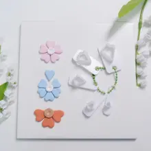  0.4mm Cut Mouth Polymer Clay Petal Mold Five-piece Set Homemade Earring Cutting Mold DIY Jewelry Pendant Decorative Clay Tools 