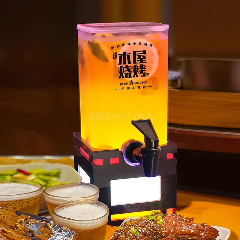Colorful Luminous Wine Ice Bucket with Water Tap, Special Beer, Cocktail, Coke Jar, Large Capacity, Split Design, 2-3L, Factory