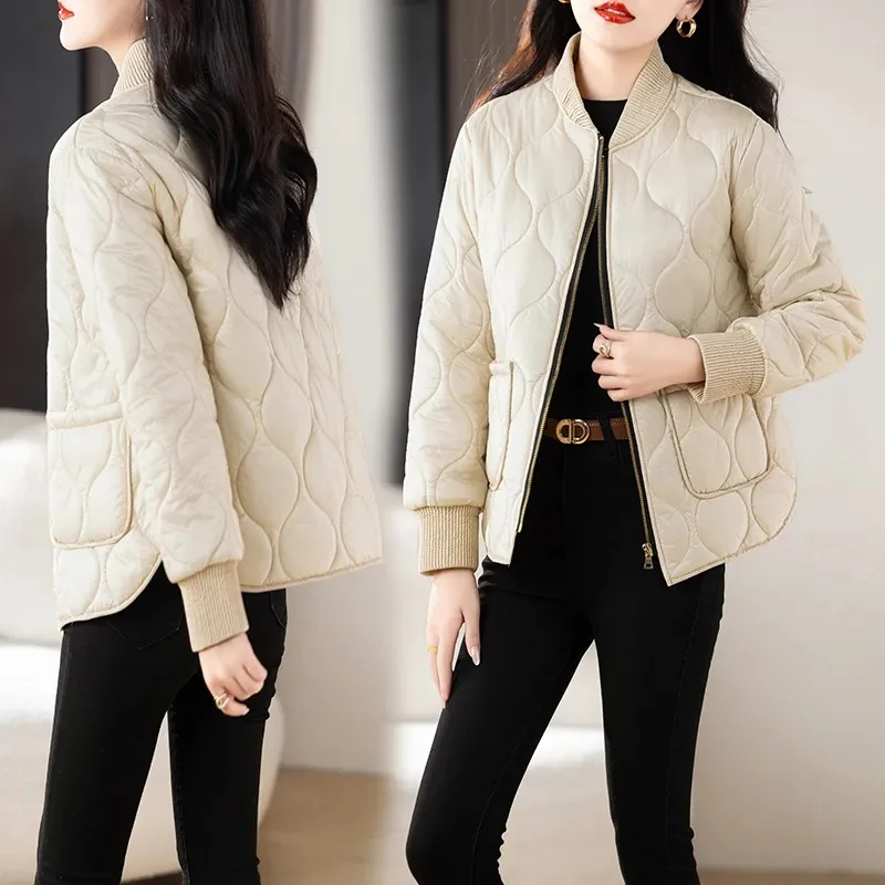 2024Winter Cotton Jacket Women Down Jacket Zippered Stand Up