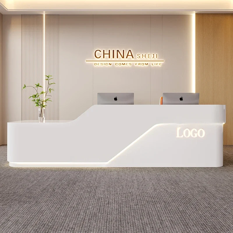 Bellezza Customer Center Cash Register Business Office Desks Shop Counter Desk Atril Hallway Table Chairs Reception Motion