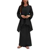 Eid Ramadan Women Lace Two Pieces Clothes Suits Muslim Islamic Fashion Tops+skirt Prayer Garment Lady Jalabiya Maxi Abaya M-XXL