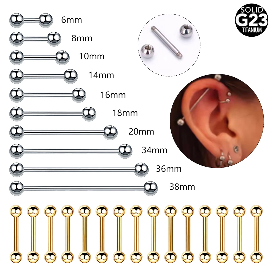 1/5PCS Titanium External Thread Tongue Helix Piercing Long