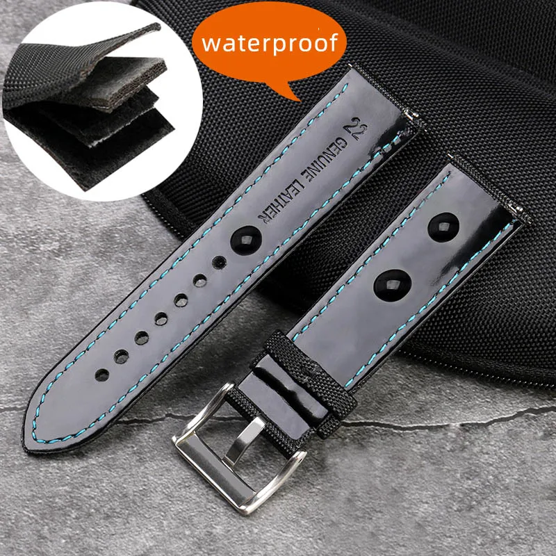 Vibrant Multi-Color Unisex Canvas Watch Band Bracelet - Blue, Orange, Black, Red Lines
