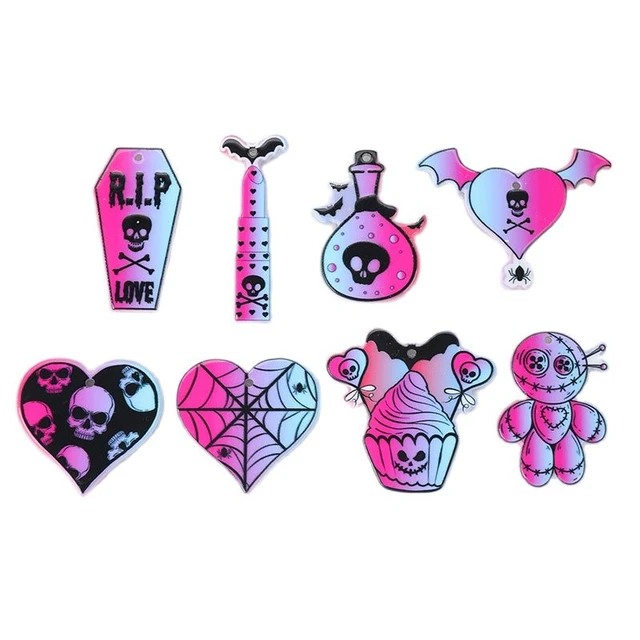 Creepy Valentine Acrylic Charms | Pastel Goth Charm | Vampire Lips Cha