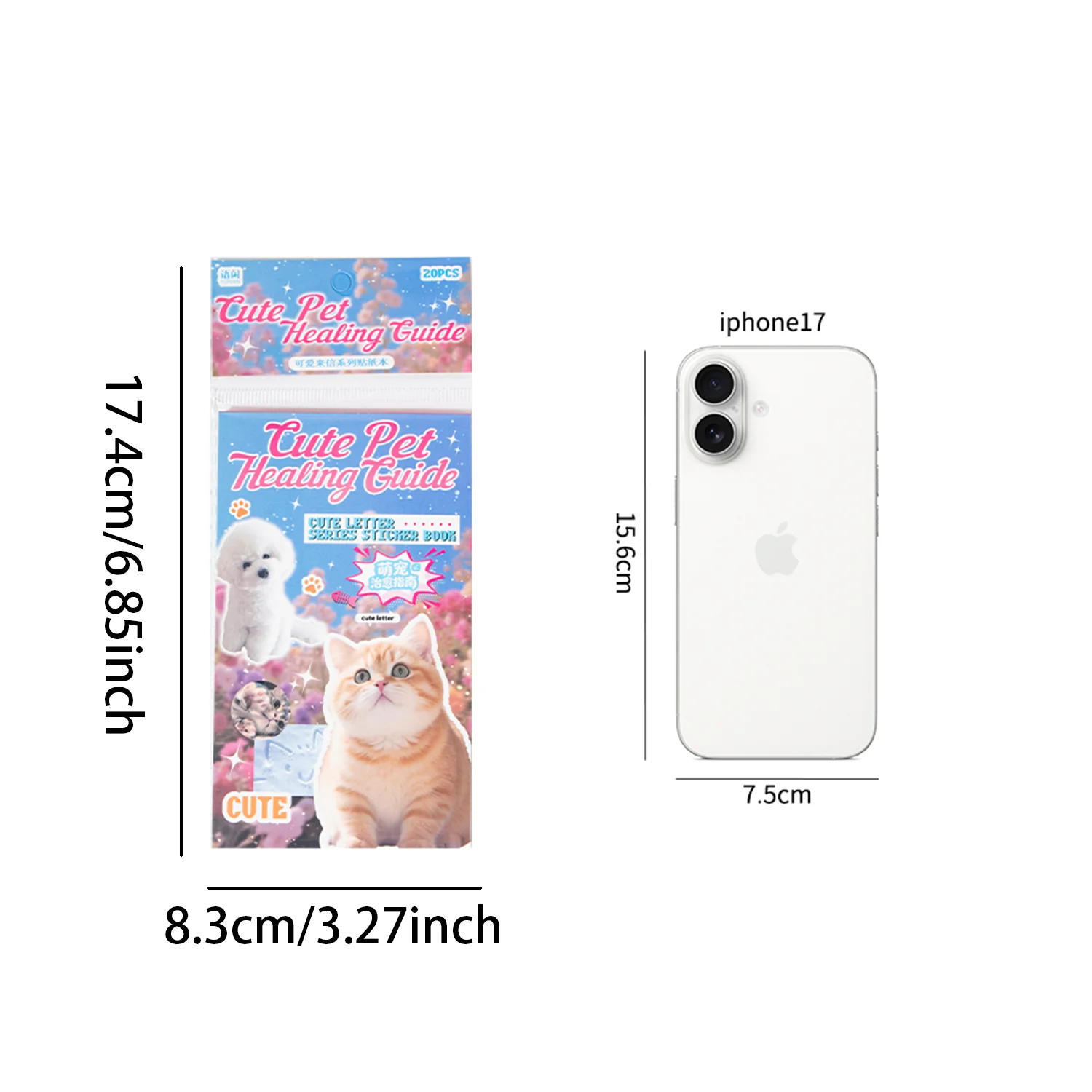 20개 코팅 종이 스티커 - 저널 스크랩북용 귀여운 고양이와 강아지 사진 스타일 데칼