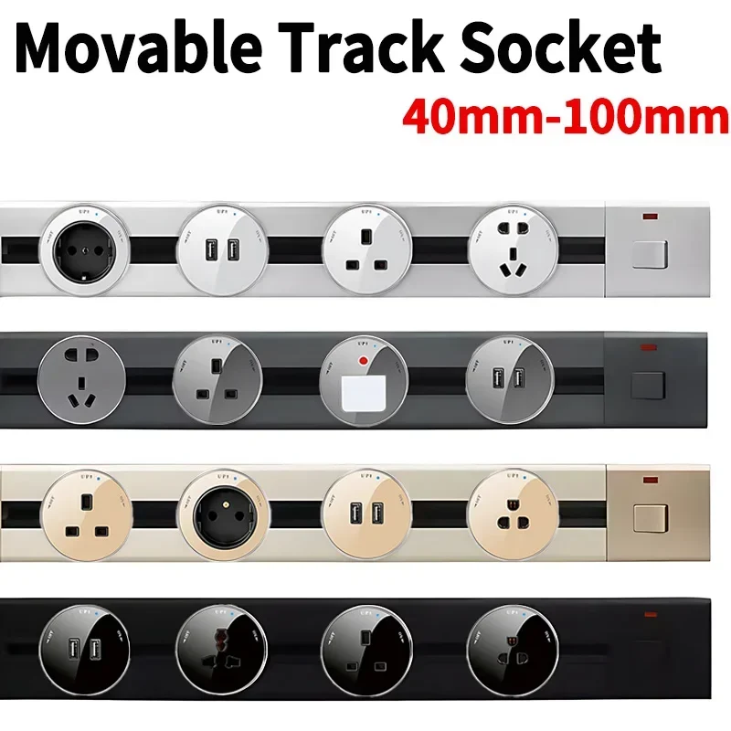 Adaptador de Tomada Elétrica com Tomada Removível Montagem na Parede Power Track Tomada Universal Eletrodomésticos Usb