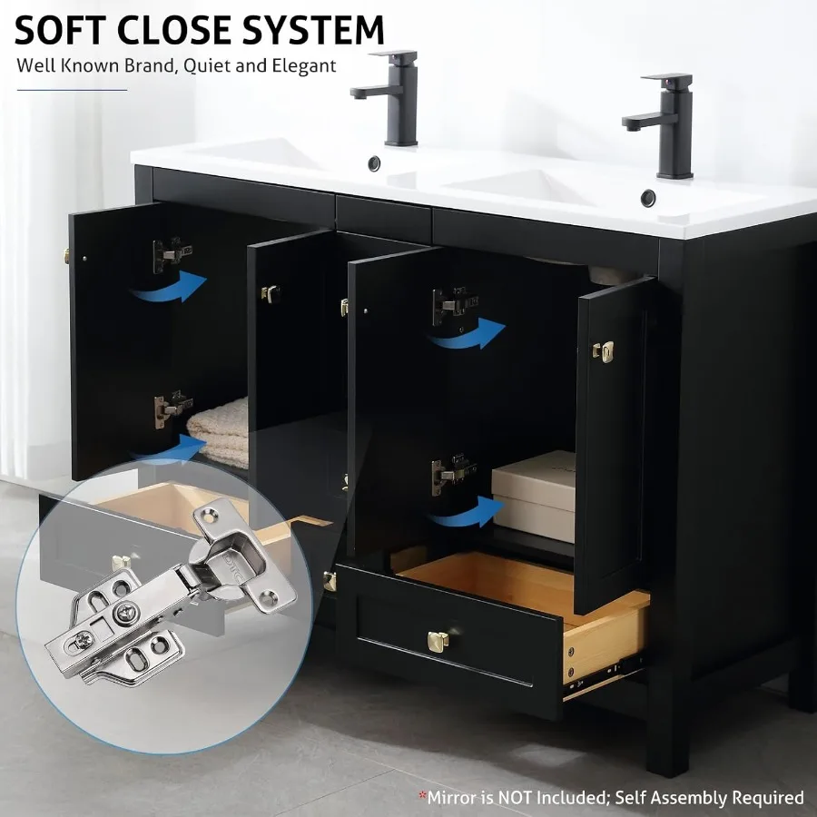 48" Bathroom Vanities with Sink Combo Modern Thickened Wood Bathroom Storage Cabinet w/Undermount Double Sink Home Improvement 4