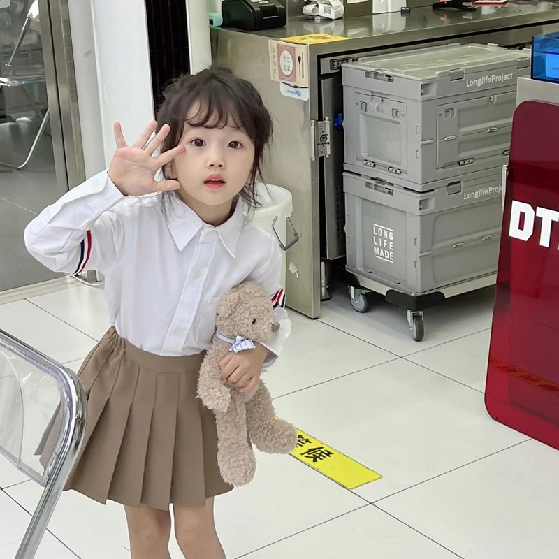 Girls Pleated Skirt with Shorts Dancing in Circles Children Solid Wrinkled School Skirt Teens Uniform Kids Baby Clothes