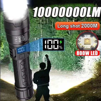 High Power 2000LM LED Flashlight Built-in Battery USB Rechargeable Strong Light Tactical Torch Outdoor Camping Hiking Lantern 1