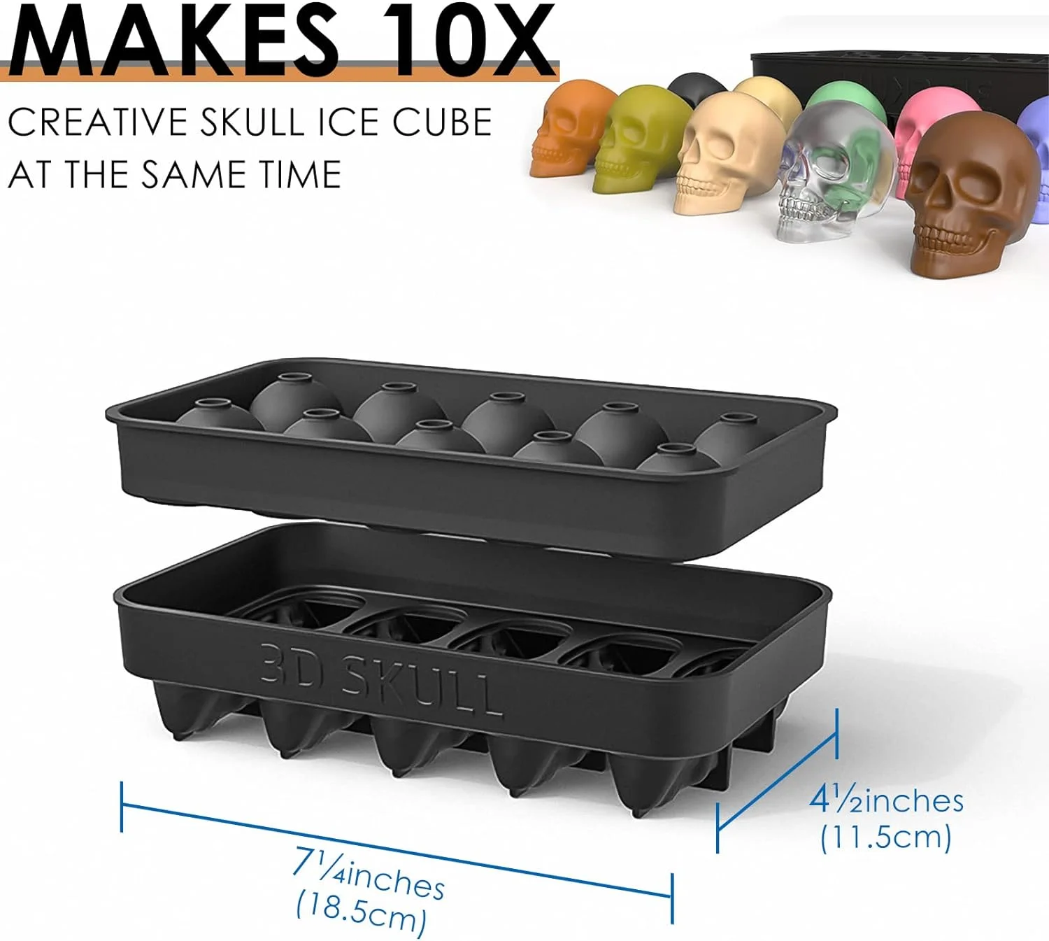 10-piece Skull Silicone Ice Cube Mould ice mold