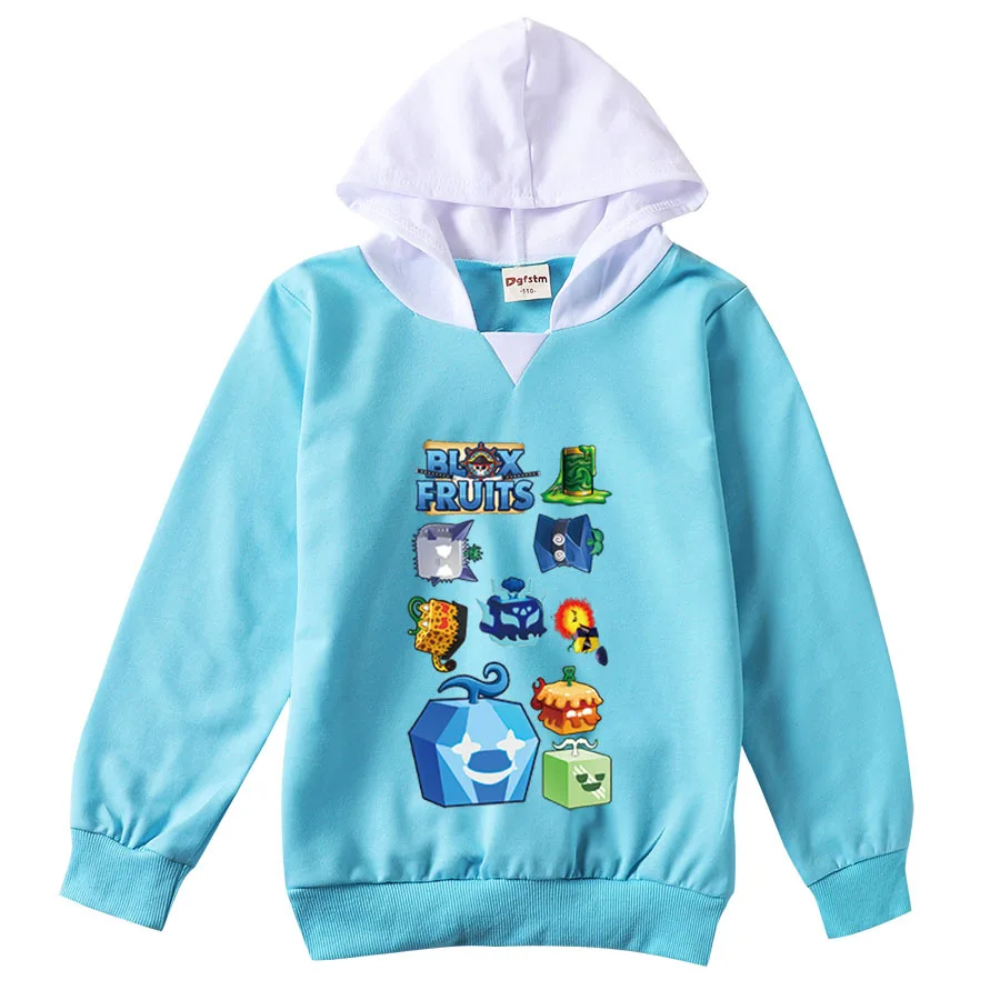 New Arrivals Kids Game Blox Fruits Shirt Girls Cartoon Hoodies Baby Boys Hooded Pullover Coats Children Long Sleeve Sweatshirts