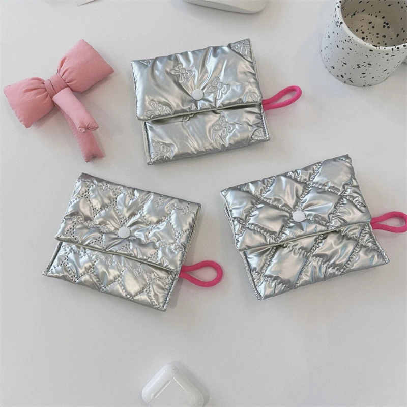 Silver Love Clutch Bag Coin Bag Coin Purse Pouch Mini Makeup Bags Key Lipstick Earphone Data Cable Storage
