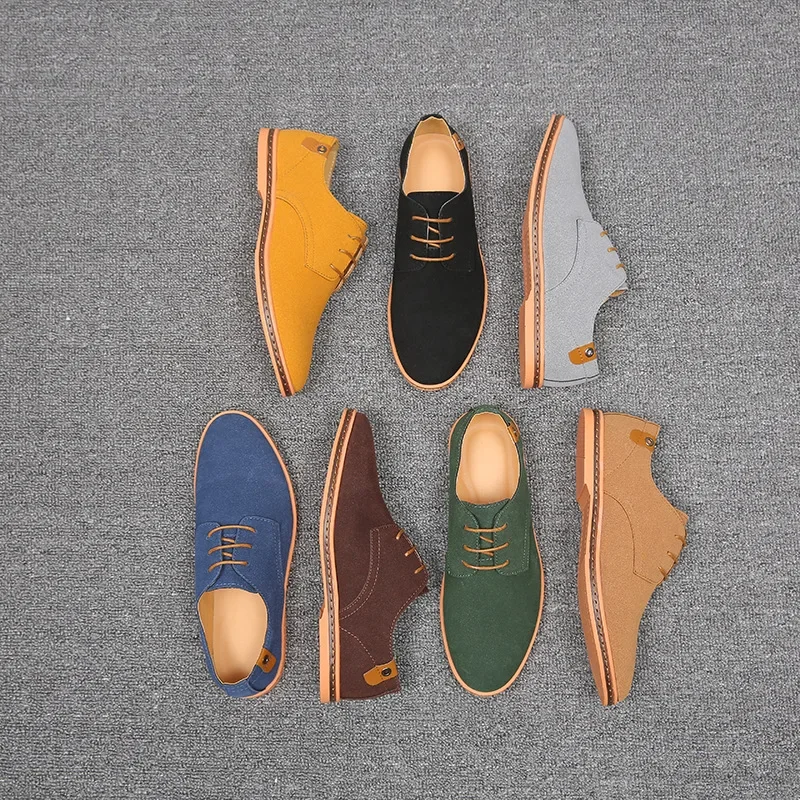 

Spring Suede Leather Men Shoes Oxford Casual Shoes Classic Sneakers Comfortable Footwear Dress Shoes Large Size Flats