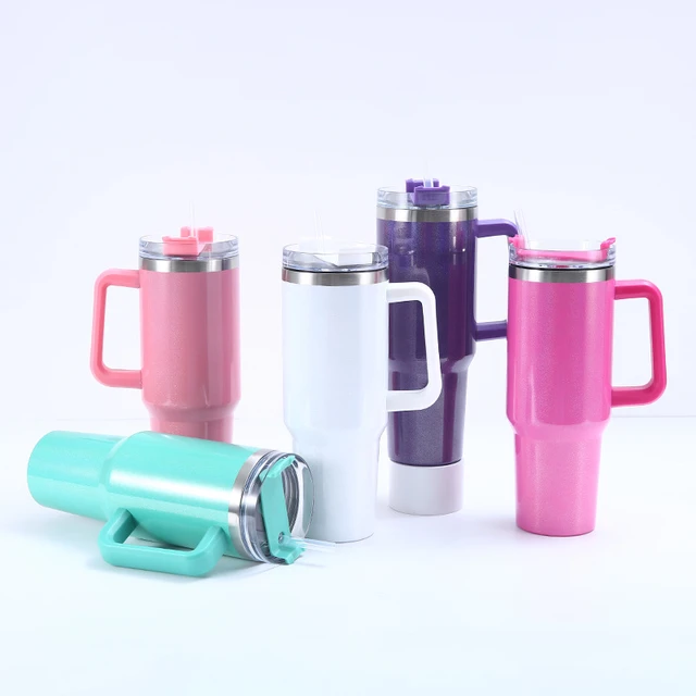 40 oz Tumbler Straw Lid Insulated Stainless Steel Water Bottle