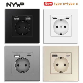 NYWP Wall USB Plug with EU Standard Double Plug 16A Wall Embedded AC 110V-250V New Style Panel Room Socket 1