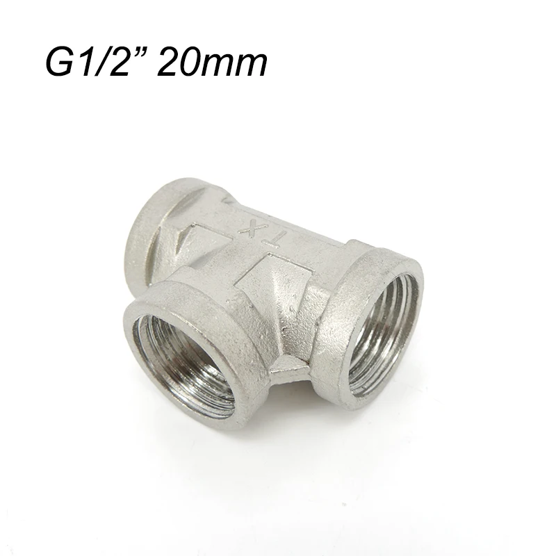 

G1/2" 20MM 3 way female splitter Plumbing Fittings Thread Tee Type 201 Stainless Steel Butt Joint water hose connector t1