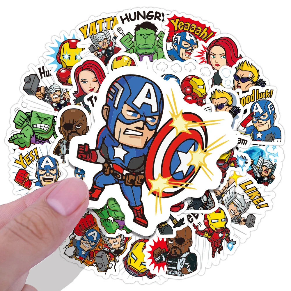 Pegatinas de Marvel de Disney para niños, calcomanía de superhéroes de Los  Vengadores, equipaje, Maleta, portátil, Graffiti, monopatín, 10/50/100 Uds.  - AliExpress