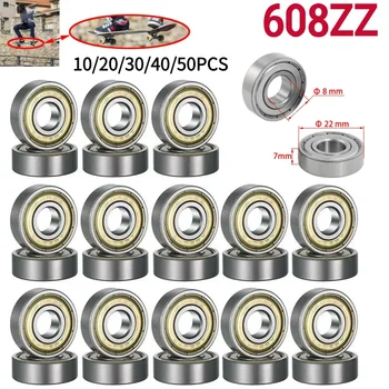 50-10pcs 608ZZ Deep Groove Ball Bearing 8x22x7mm Double Shielded Miniature High-carbon Steel Single Row 608ZZ ABEC-7