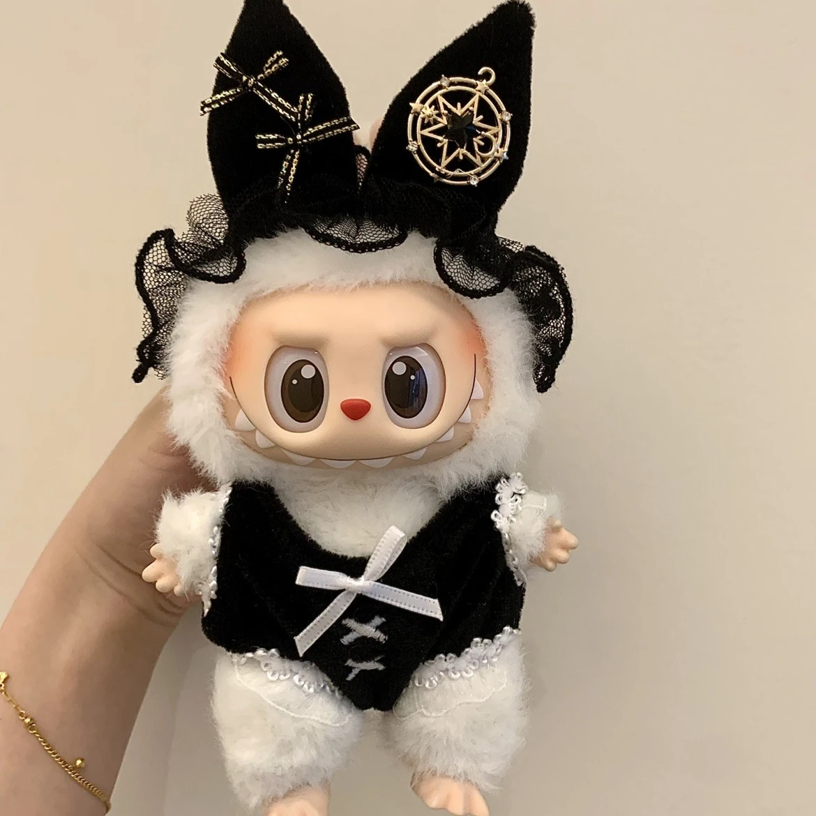 15/17 センチメートルラブブ 3.0 グレー猫コスチュームセット人形服