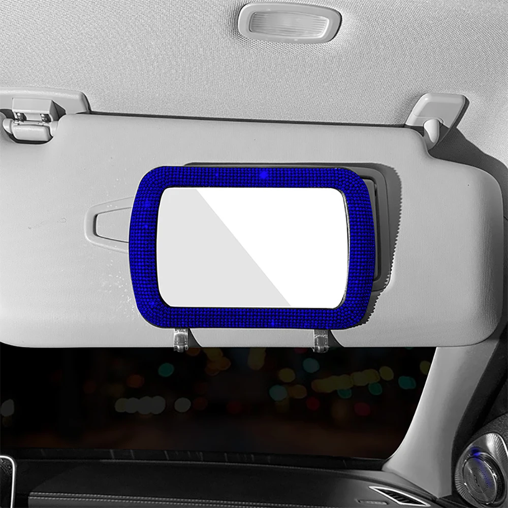 Rhinestone Car Visor Decoration Mirror Auto Women Makeup Mirror Auto Sunshade Rear View Cosmetic