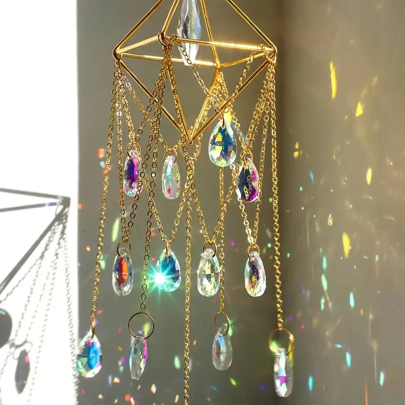 Garden Metal Crystal Star Moon Sun Catcher Window Hanging Decoration Bedroom Wind Chimes Hanging Decoration Wall Deco sun catcher sun catchers window ornament