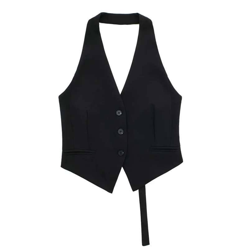 TRAF Women’s Suit Vest Halter Neck Sleeveless Vest Woman Off Shoulder Black White Short Vest 2024 Casual Backless Formal Vests Best Sellers In Women's Clothing TRAF Women’s Suit Vest Halter Neck Sleeveless Vest Woman Off Shoulder Black White Short Vest 2024 Casual Backless Formal Vests Best Sellers In Women's Clothing