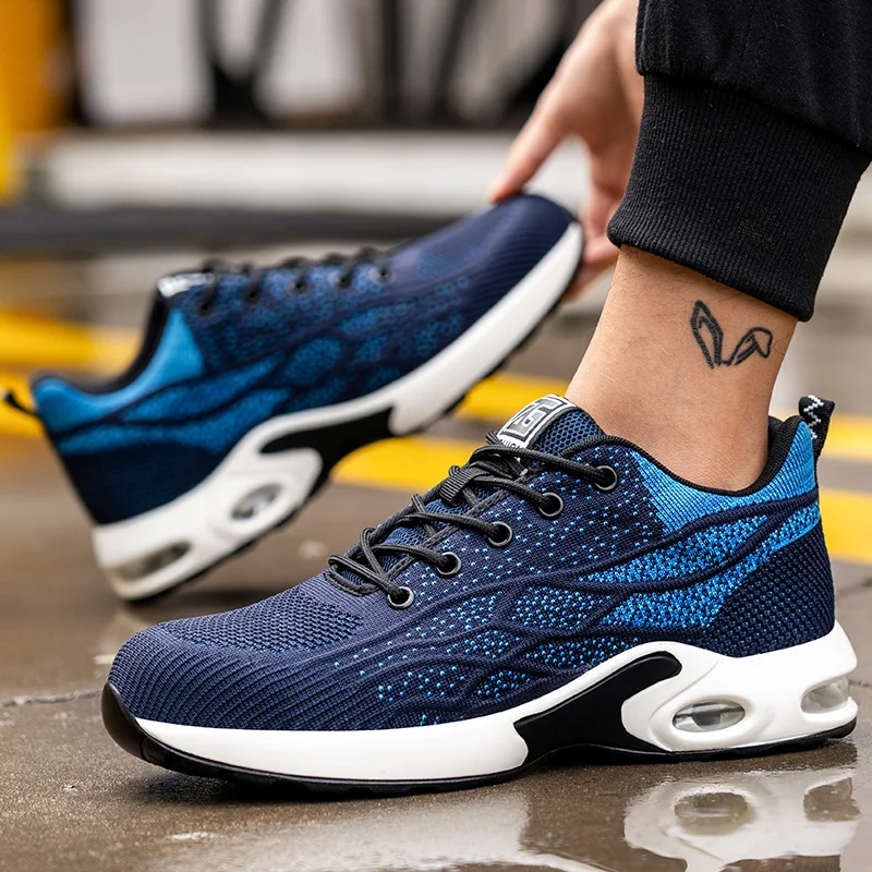 남녀공용 보호 안전 신발, 작업 안전 부츠, 스틸 토 신발, 펑크 방지 에어 쿠션, 작업 신발 스니커즈