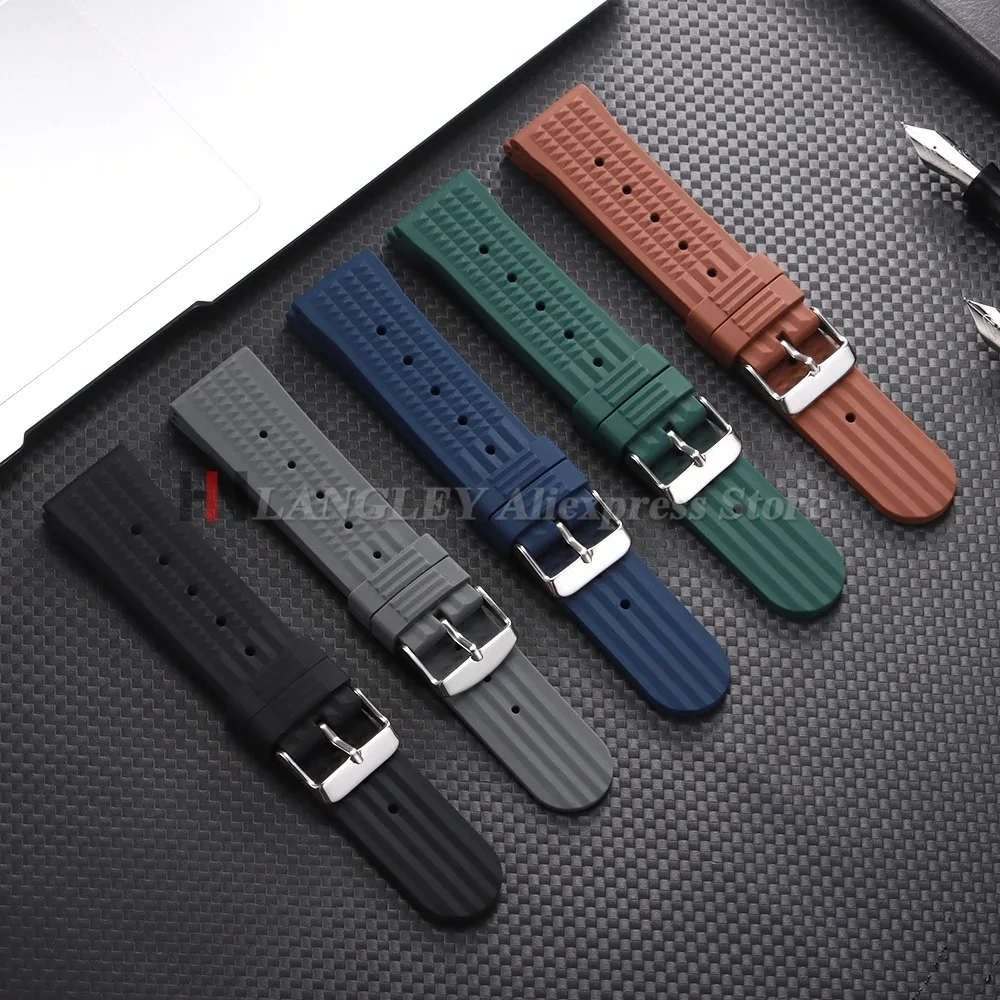 Premium Rubber Waffle Watchband - Universal Soft Silicone Strap Replacement, 20mm/22mm