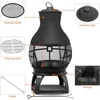 Fire Pit Wood Burning Chiminea Outside Fireplace Patio Small Firepit Brown-Black 5