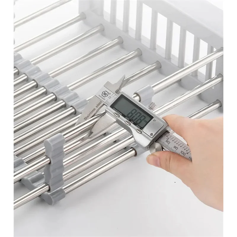 Kitchen Sink Drain Rack Stainless Steel Extendable Dish Drying Rack Drain basket Fruit Vegetable Washing Drainer Storage rack 6