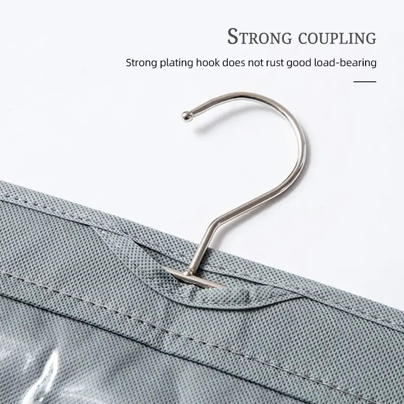 Hanging Handbag Organizer 6 Pocket Hanging Handbag Organizer For Wardrobe Closet Gray Waterproof Storage Bag Door Wall Clear Sundry Bag With Hanger Pouch