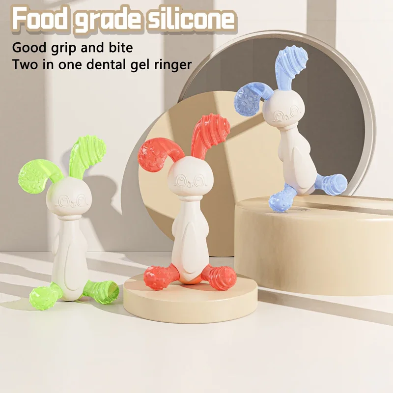 3-12 Months Cute Newborn Baby Silicone Teethers Toy Infants Soother Soft Cute Cartoon Rabbit Bunny Chew Toys Gift
