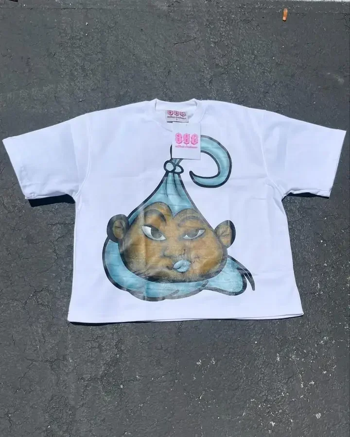 thumbnail image 1 of Conjunto de dos piezas Y2k, nueva camiseta y pantalones cortos con estampado de dibujos animados para hombres y mujeres, camiseta con estampado de algodón, pantalones cortos casuales estilo Harajuku y, 1 of 5