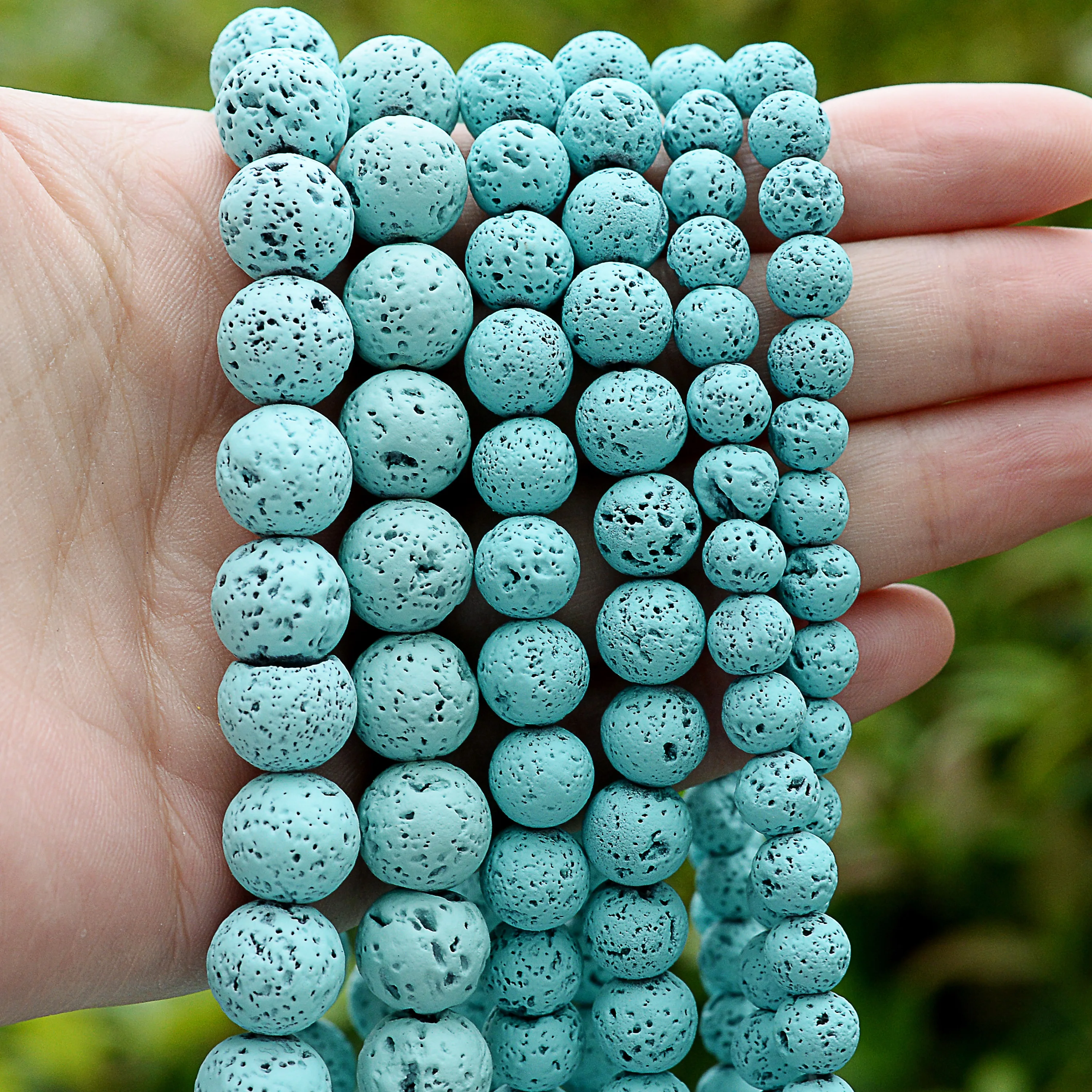 Perle Di Pietra Lavica Colorate – Rotonde, 6-14 Mm, Per Creazione Gioielli, Bracciali, Collane, Diffusori Di Oli Essenziali