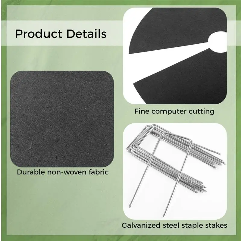 Tree Protection Weed Mat 6Pcs Round Tree Protector Mat 20 Landscape Staples Mulch Ring Protector Reusable Weed Barrier