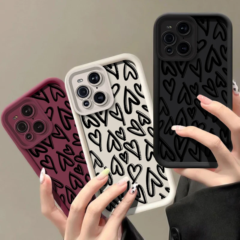 Matte Love Heart Pattern Shockproof Phone Case