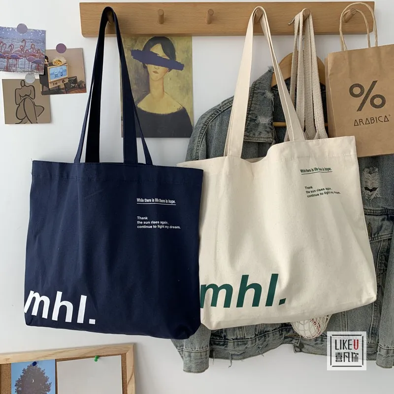 Große Canvas-Tasche im Studentenformat mit großem Fassungsvermögen, vielseitige neue Stilversion, Ins-Modetrend, schlichte und lässige Canvas-Tasche