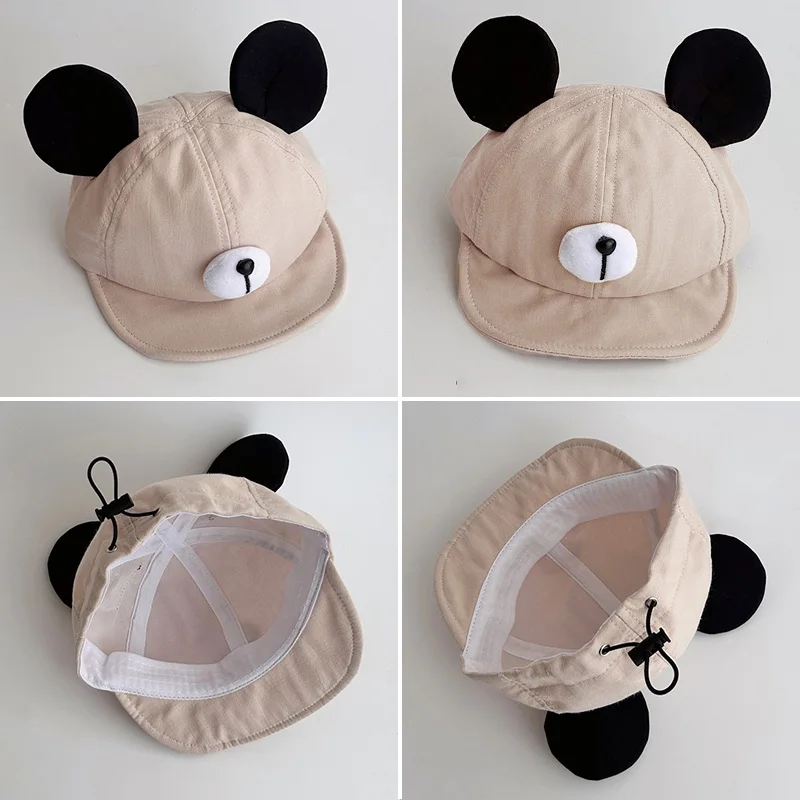 Korean Baby Cap Big Ears Infant Boys Girls Baseball Cap Soft Eaves Cotton Toddler Kids Peaked Hat Solid Color Sun Hats baseball cap baby hat kids sun hat