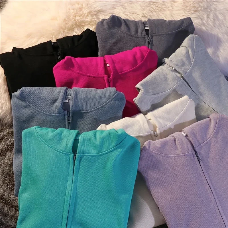 Cute Bear Zipper Hooded Jacket Female Autumn Clothes Harajuku Vintage Chic Sweatshirt Cartoon Fashion Casual Female Coat