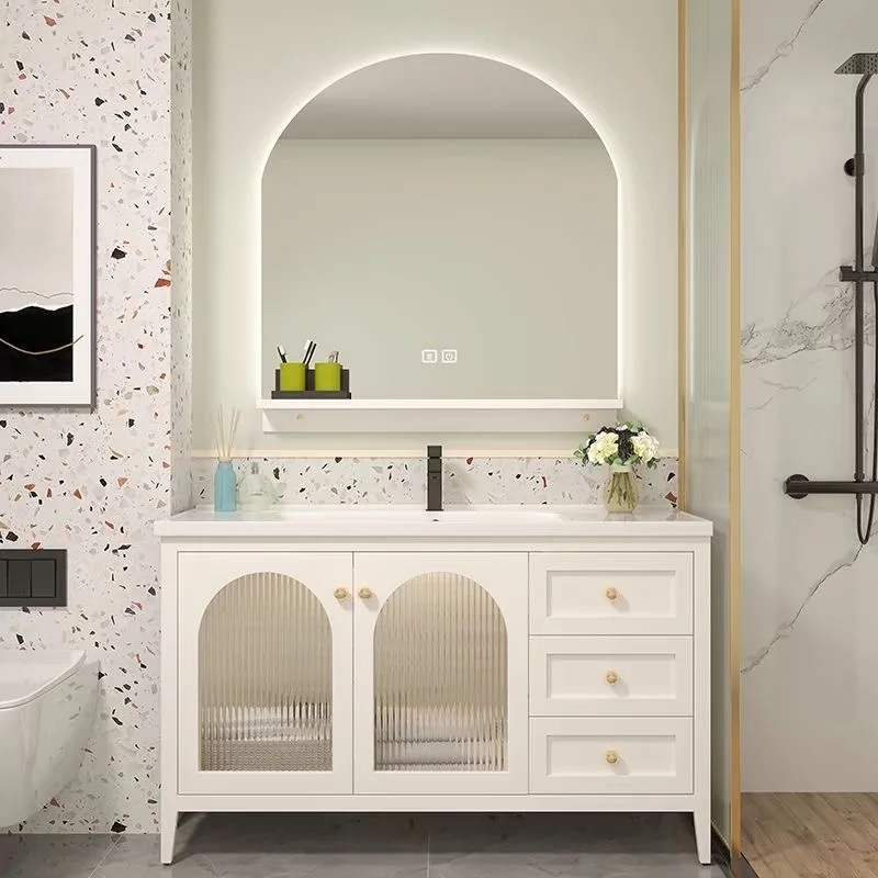 Drawer French Oak Bathroom Cabinet Light Cute Narrow Gabinete Banheiro Kit Completo Decoration Sink Mobiletto Bagno Furniture