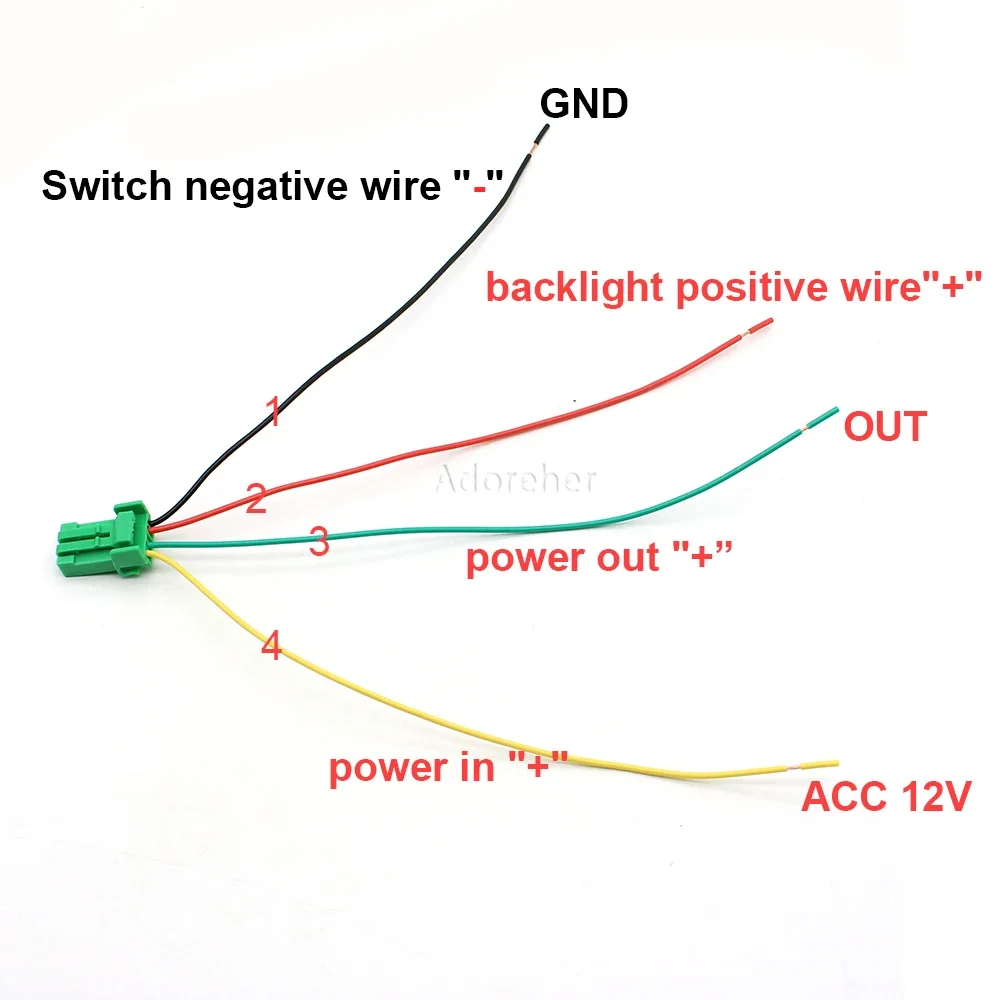 Compatible For Toyota Green LED Car Push Button Switch Front Camera Switch Button with Wire