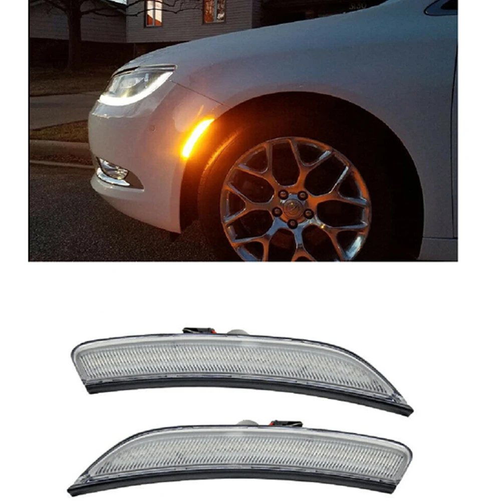 2pcs Front Led Side Marker Light For 2015 2016 2017 Chrysler 200 Car