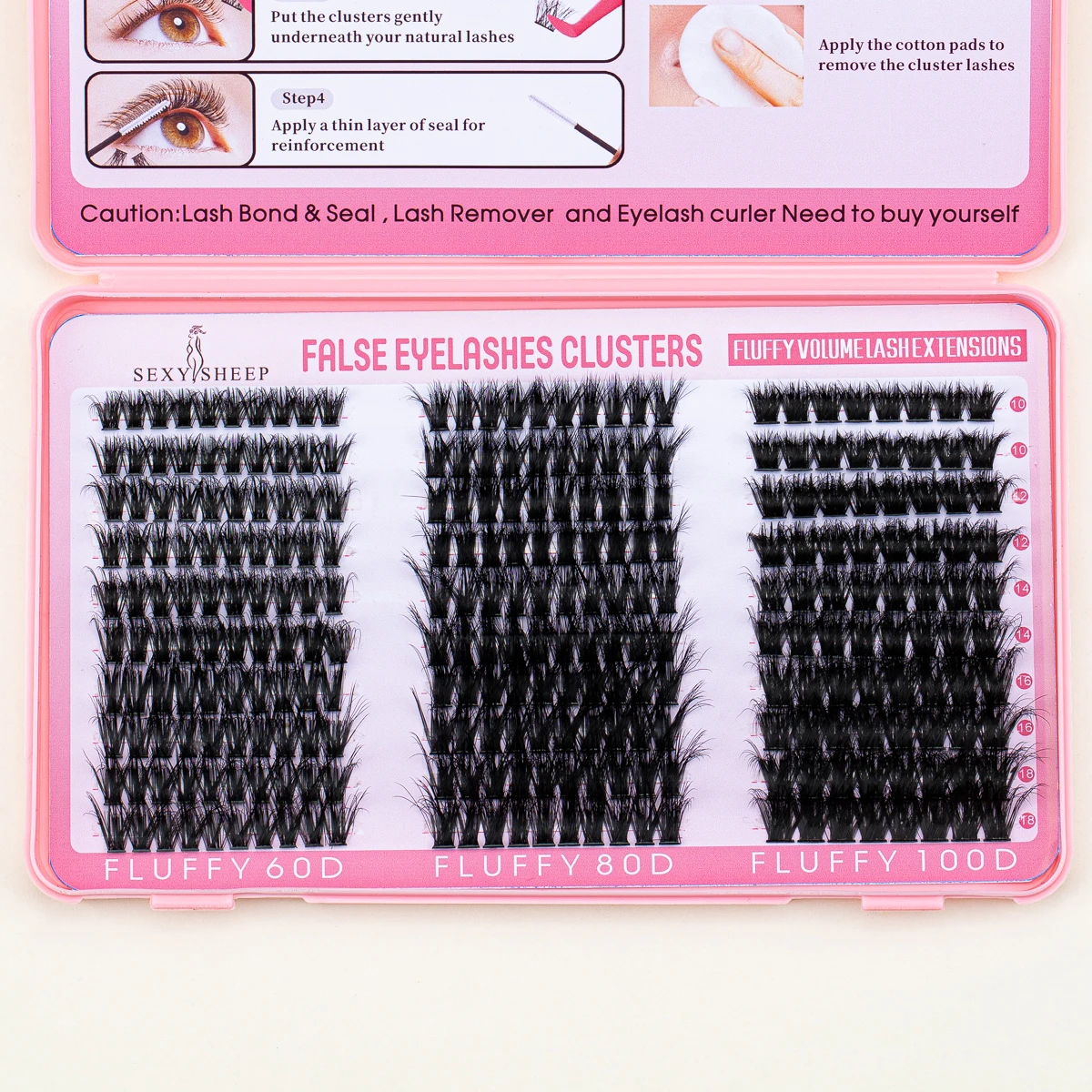 Individual Lashes Kit 60D80D100D Cluster Eyelash Diy Lash Extension Kit Cluster Lashes With Bond and Seal Glue tweezers fake eyelashes lash extension kit eyelash set