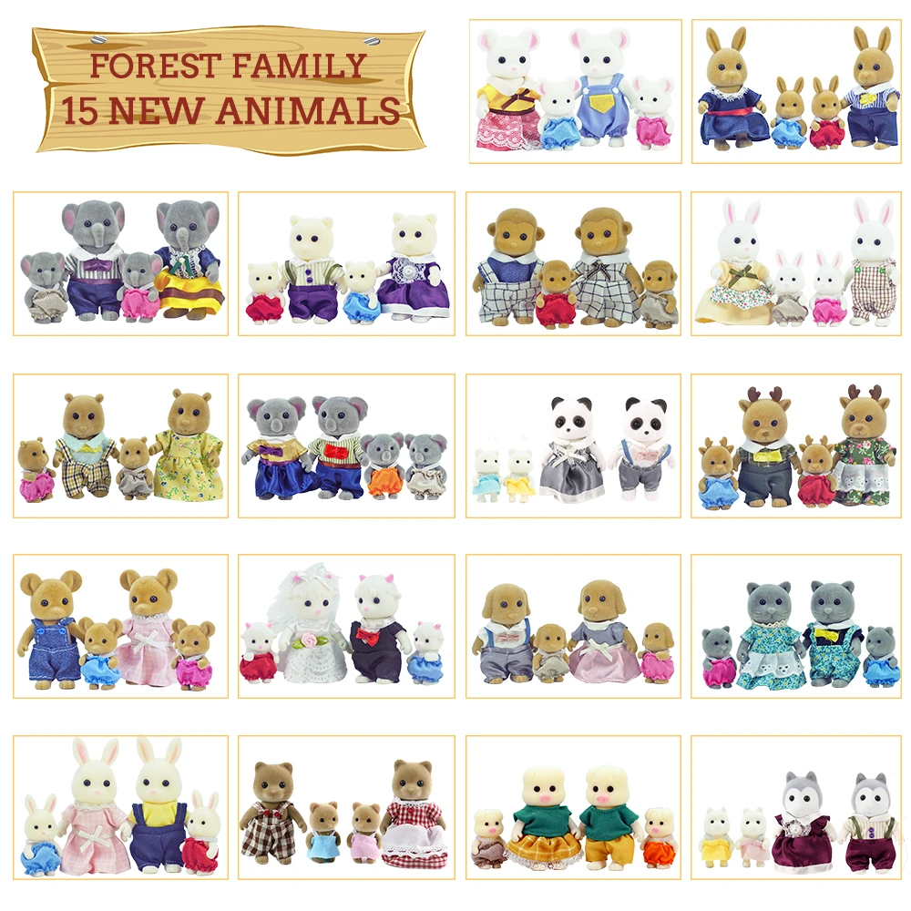 Simulation Forest Animal Family 1:12 Scale Dollhouse Bunny Reindeer Pretend Game Set Children's Christmas For Girl Birthday Gift 6