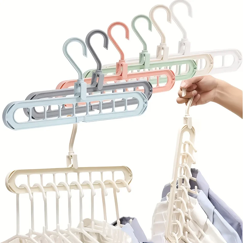 5pcs Heavy-duty Folding Clothes Hanger Combination Set, Multi-layer Space-saving Clothes Hanger Hooks, Hanging Clothes Storage 6