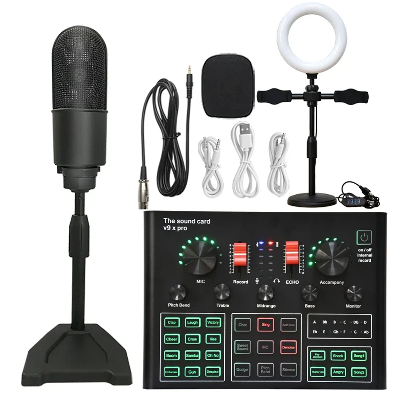 

Professional Studio Condenser Microphone Bundle WXH1000 Mic Kit with Live Sound Card Wireless Karaoke Bluetooth TikTok Youtube