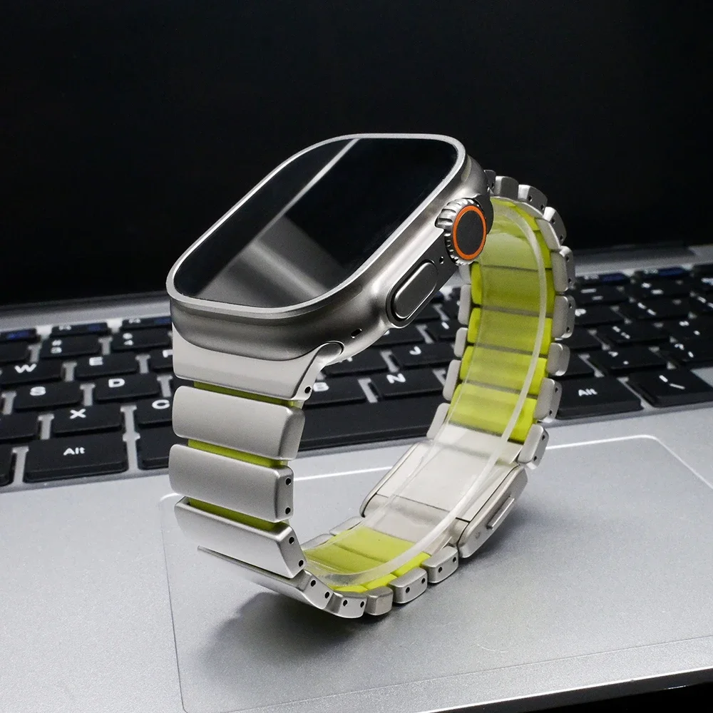 Men's Magnetic Sport Metal & Silicone Watch Strap